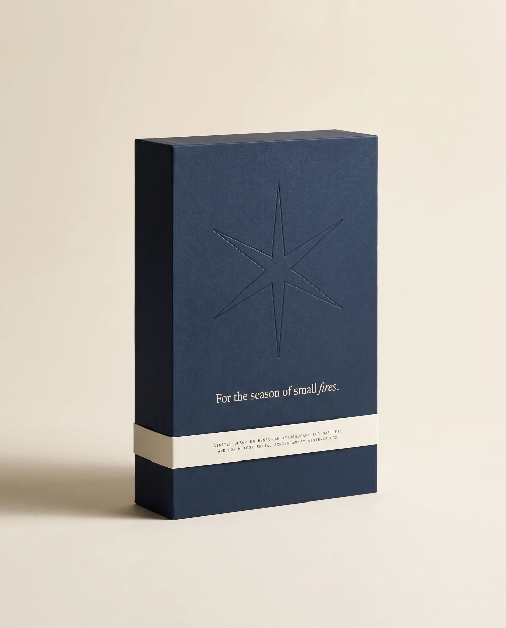 BurnFrost Diwali edition gift box — deep navy with an embossed star and the line ‘For the season of small fires’